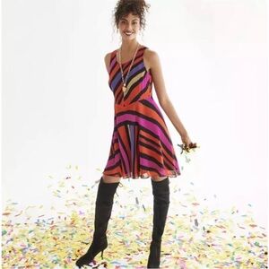 CAbi Bold Striped Mini Dress - Red, Pink, Black